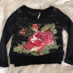 Free People flower knit sweater